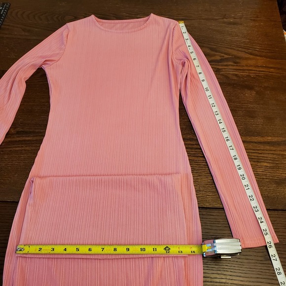 Women Maxi Dress Size M Pink Knit Long Sleeve Bodycon Stretch Stylish‎ Pullover - Picture 4 of 16